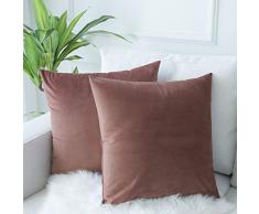 JUSPURBET Dekorative Kissenbezüge aus Samt, für Couch/Bett, Sofa, weiche Farbe, 45,7 x 45,7 cm, Marineblau 24x24, Set of 2 Marmelade