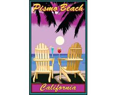 Northwest Art Mall jk-6416 acpp Pismo Beach, Kalifornien Adirondack Stühle Palmen Punch 11 x 17 Print von Künstler Joanne Kollman