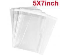 TUPWEL 100 12,7 x 17,8 cm klar flach Cello Zellglasbeutel mit selbstklebend Schließung für Brot Süßigkeiten Geschenk Verpackung Partyzubehör Wrap Hochzeit Samples Lebensmittel Kunststoff Tasche