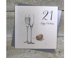 WHITE COTTON CARDS Champagnergläser Happy 21 Birthday zum 21. Geburtstag