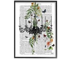 Stupell Home Décor Classic Roman Kronleuchter mit Ranken und Schmetterlinge, Giclée Texturized Kunst, 11 x 1,5 x 14, Stolz Made in USA