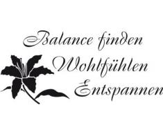 Graz Design 650020_50_070 Wandtattoo Spruch Balance mit der Blume fr Badezimmer Wanddeko Fliesen 110x50cm Schwarz