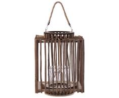 Urban Trends Holz quadratische Laterne mit Seilgriff, Hurricane Kerzenhalter und Zweig Design LG Korpus Natur Finish braun