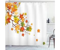 Fall Dekorationen Vorhang für die Dusche von ambesonne, Fall Bild mit kanadischer Ahorn Blätter Botanical Warm bis Kalte Effekte, Stoff Badezimmer Decor Set mit Haken, 177,8 cm, gelb orange
