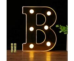 Aleenfoon LED-Lichter für Festzelt, 26 Buchstaben, beleuchtet, goldene Buchstaben, Lampenschild für Hochzeit, Geburtstag, Party, Festival, Valentinstag, batteriebetrieben, Nachtlicht, Dekoration für Zuhause, Bar B