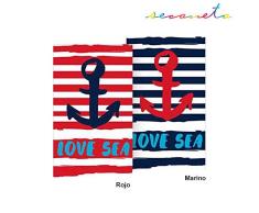 Secaneta Strandtuch Jaquard Sailor Collection Love Sea, rot, 170 x 100 cm, 170 x 100 cm