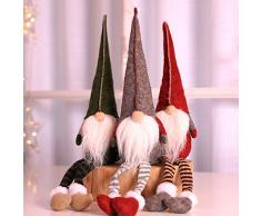 Uheng 3-teiliges handgemachtes schwedisches Weihnachtsmann Zwerg Tomte Plüschtier Weihnachtsbaumspitze Hängedekoration, Winterelf Tischdekoration – Thanksgiving Day Geschenk – 50,8 cm 3 Stück