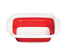 Premier Housewares Zing Faltbares Abtropfsieb 23x15cm mit Griffen Rot/Weiß