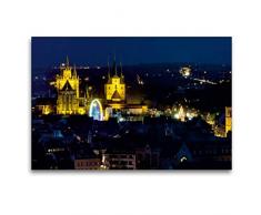 Premium Textil-Leinwand 120 x 80 cm Quer-Format Erfurt - Mariendom und Severikirche | Wandbild, HD-Bild auf Keilrahmen, Fertigbild auf hochwertigem Vlies, Leinwanddruck von Thomas Seethaler Fotografie