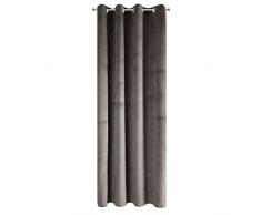 Eurofirany Pierre Vorhang Gardine Samt Ösen Velvet – Wohnzimmer Schlafzimmer Modern Klassisch Metallösen 1. Stk 215g/m², Dunkelbeige, 140X250cm