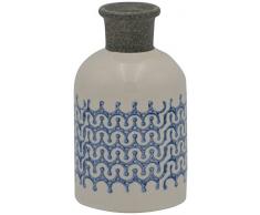 idecor V0264–12 Moderne Keramik Vase, weiß/blau/grau