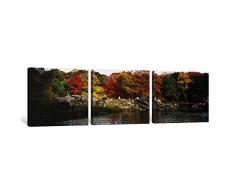 iCanvasART 3er Gruppe Menschen sitzen auf Felsen, Central Park, Manhattan, New York City, New York, USA Leinwand Kunstdruck Panorama Bilder, 0,75 von 48 von 40,6 cm