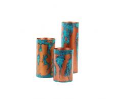 Koyal Machen Gebürstet Metall Zylinder Vasen, Kerzenständer Set von 3 Patina