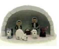 Alaska Eskimo Krippe Mini Iglu Set 8-teilig