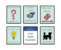 Summit Designs Motivational Unternehmer Zitat Wandtattoo Art Prints Set von 6 (8 x 10) Poster Fotos – Rise and Grind – und Kraft – Wie Schlecht Hustle – Live Your Passion – Sie Wollen, ES