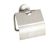 WENKO Toilettenpapierhalter Cuba Matt, Papierrollenhalter mit Deckel zum Schutz, in massiver Qualität aus rostfreiem Zinkdruckguss mit mattiertem Finish, 13,5 x 13,5 x 4 cm