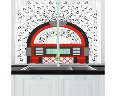 Jukebox Vorhänge von ambesonne, DIGITAL Retro Print Party Mottoparty Old Antik Musik Radio Set, Wohnzimmer Schlafzimmer Fenster Drapes 2 Panel-Set, braun Ringelblume und Türkis, Textil, Multi 6, 55 W By 39 L