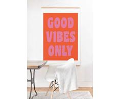 Society6 June // Tagebuch Retro Good Vibes Only Schriftzug in Pink und Orange Kunstdruck & Aufhänger 11x14 18x24 Orange