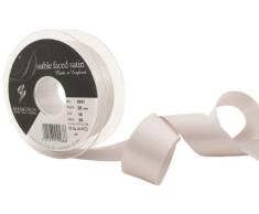 Berisfords 3501 Doppelseitiges Satinband, 20 m x 25 mm, Silbergrau