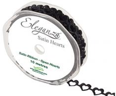 Eleganza Geschenkband, Gingham-Muster, 15 mm x 10 m, Satin, offene Herzen Nr.20 HxBxT, Schwarz