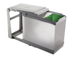 ELLETIPI Tower pai605/1-Mülleimer Mülltrennung, ausziehbar für Base, Kunststoff und Stahl, Grau, 25 x 46 x 41 cm