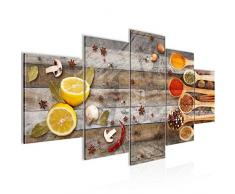 Bilder Küche Gewürze Wandbild 200 x 100 cm Vlies - Leinwand Bild XXL Format Wandbilder Wohnzimmer Wohnung Deko Kunstdrucke Braun 5 Teilig - MADE IN GERMANY - Fertig zum Aufhängen 019651a