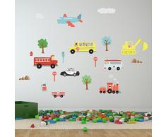 Walplus Happy Cars Kinder Baby Room Kinderzimmer Comic Buch Spielzeug Store Büro Dekor Abnehmbar Selbstklebende Dekoration Wandaufkleber Wandaufkleber mehrfarbig 125 x 85 cm