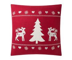 JWH JW Weihnachten Accent Kissen Wolle Bestickt REH Baum Applikation Dekorative Kissen Handgefertigt Kopfkissen Home Sofa Auto Bed Room Decor 45,7 x 45,7 cm