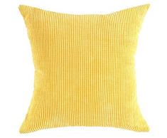 CHEZMAX Kissenbezug, quadratisch/rechteckig, einfarbig, Bedruckt, Kord, kariert, Überwurf, Kissenbezug, für Zuhause, Sofa, Couch Bett, Stuhl 20 * 20Without Filler gelb