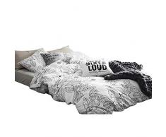 TanNicoor 3-teiliges Bettwäsche-Set mit Reißverschluss, wendbar, botanisches Blumenmuster, Geometrisches Bettwäsche, hypoallergene Mikrofaser Twin(66x90) Black Leaves