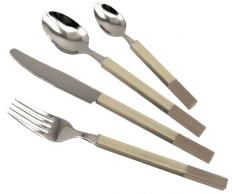 Tarrerias Bonjean 443380 Lisa dAlban Tafelbesteck Escapade, Edelstahl 18/0 hochglanzpoliert, beigefarbene Griffe, 16-teilig