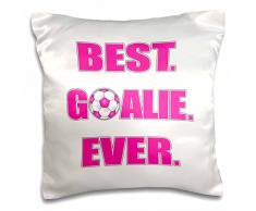 3dRose PC 181857 _ 1 Torwart Ever Pink und Weiß Kissen Fall, 40,6 x 40,6 cm