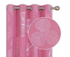 Deconovo Thermo-Vorhänge für Kinderzimmer, Motiv Kleeblatt, 117 x 229 cm, Rosa