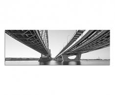 Panoramabild auf Leinwand und Keilrahmen 150x50cm Kiew BrÃ¼cke Wasser schwarz/weiÃ