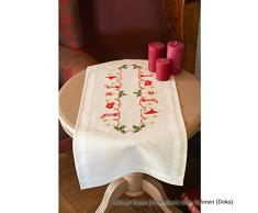 Vervaco PN-0158094 Weihnachtlich Bedruckter Tischläufer Stickset, Baumwolle, mehrfarbig, ca. 40 x 100 cm / 16 x 40