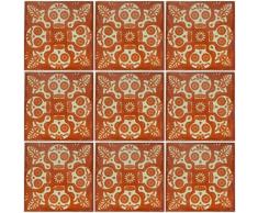 Color y Tradicion C398 mexikanische Fliesen, Handbemalt, Motiv: Hallowen Talavera Day of The Dead Dia de Muertos, 10 x 10 cm, 9 Stück