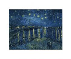 Wieco Art V0026-6080 Giclée-Leinwanddrucke mit Sternennacht über Dem Rhone von Van Gogh, berühmte Ölgemälde, Reproduktion von Kunstdrucken, Kunstdruck, für Wohnzimmer, Wohnzimmer, Dekoration
