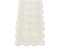 TideTex Europäischer ländlicher Stil, handgefertigt, gehäkelte Spitze, Tischläufer, bestickt, rustikale Tischdecke, Kommode, Dekoration, waschbare Matten, Mischung, beige, 15.7x70.8