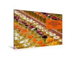 Calvendo Premium Textil-Leinwand 120 cm x 80 cm quer, Kleine Blumenvasen in Nepal, Kathmandu | Wandbild, Bild auf Keilrahmen, Fertigbild auf echter Leinwand, Leinwanddruck Menschen Menschen