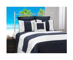 Victor Mill Cabana Stripe Navy & White Nautical 4-teiliges Schmusetuch Komplettset