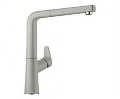 Blanco Avona-S, Küchenarmatur - Einhebelmischer, mit ausziehbarer Brause, Hochdruck-Wasserhahn für die Küche, Silgranit-Look, Perlgrau, 1 Stück, 521286