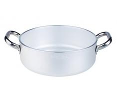 Töpfe Agnelli Kochtopf zylindrischen, niedrig, strahlend, Aluminium, Stärke 5 mm, mit 2 Griffen in Edelstahl, Silber, 2,5 Liter