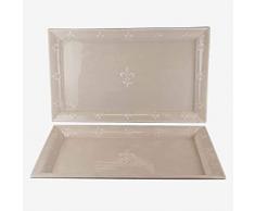 Better & Best Set mit 2 Tablett Rctg Flach Blumendesign aus LYS Maulwurf, Maße 46 x 28 x 243 x 2 cm, Material Metall lackiert