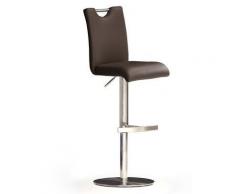 Robas Lund Barhocker Braun mit Lehne Barstuhl drehbar 360 Grad, Hocker höhenverstellbar, PU BAR.DO
