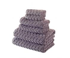 Bagno Milano Jacquard-gewebte Handtücher – Ultra saugfähig & schnell trocknend Spa-Handtücher – türkische Baumwolle, kein GVO – langlebige Luxus-Plüsch-Handtücher – umweltfreundliche Handtücher 6 pcs Towel Set grau