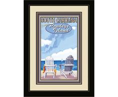 Northwest Art Mall jk-5668 fgdm ADC Pawleys Island, South Carolina Adirondack Stühle Segelboot gerahmtes Wandbild Art von Künstler Joanne Kollman, 40,6 x 55,9 cm