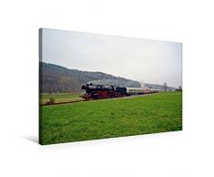 Premium Textil-Leinwand 75 x 50 cm Quer-Format Feuer Wasser Kohle - Dampflokomotiven der Deutschen Reichsbahn | Wandbild, HD-Bild auf Keilrahmen, Fertigbild auf hochwertigem Vlies, Leinwanddruck von Wolfgang Gerstner