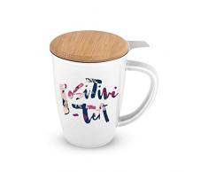 Pinky Up 5849 Bailey Positivi Teetasse mit Teesieb, Keramik, mehrfarbig