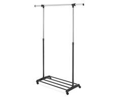 Whitmor Deluxe Kleiderständer, verstellbar, Schwarz/Chrom mit Rädern