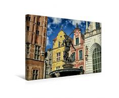 Premium Textil-Leinwand 45 x 30 cm Quer-Format Poseidon Brunnen Danzig | Wandbild, HD-Bild auf Keilrahmen, Fertigbild auf hochwertigem Vlies, Leinwanddruck von Claus Eckerlin